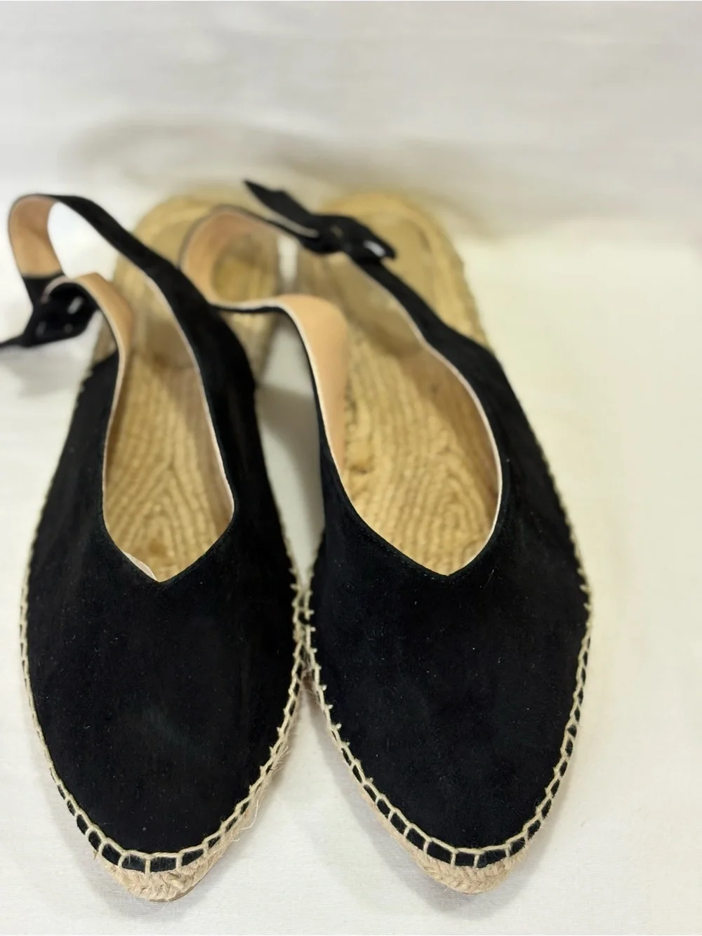 BODEN Black Suede Espadrille Slingback Flats SZ 41 = SZ 10 EUC $98